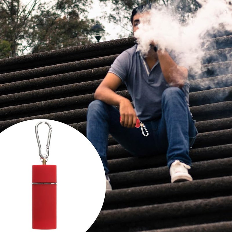 مطفأة سجائر معدنية مستطيلة محمولة صغيرة بسلسلة مفاتيح مع غطاء للاستخدام في السيارة والهواء الطلق وفي الجيب - Image 3